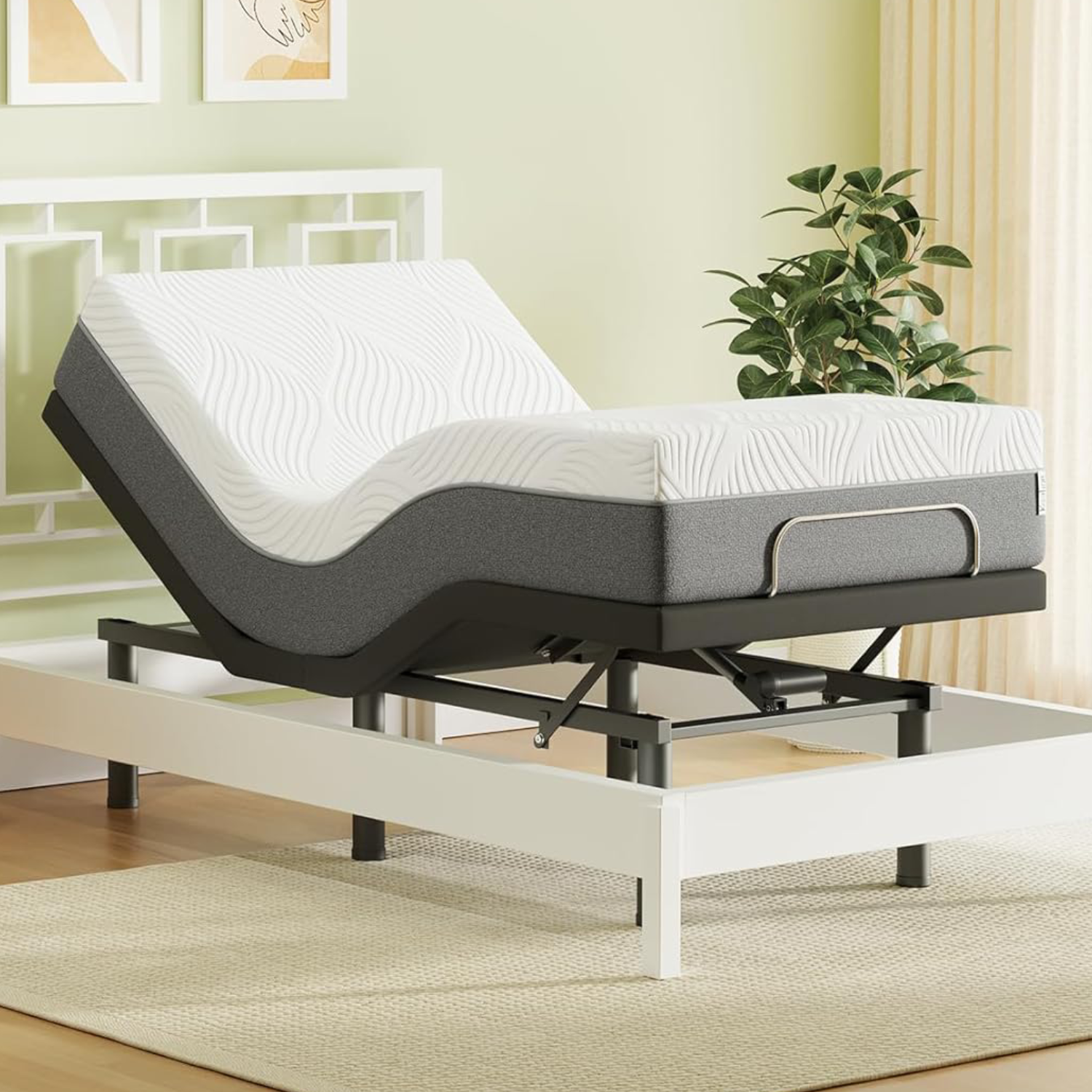 Koorlian Twin Adjustable Electric Bed Base Frame, Stand-Alone Bed Base with Independent Head & Foot Incline, Wireless Remote Control, Quiet Motor, 12 inch Legs for Storage, 5-Minute Assemble