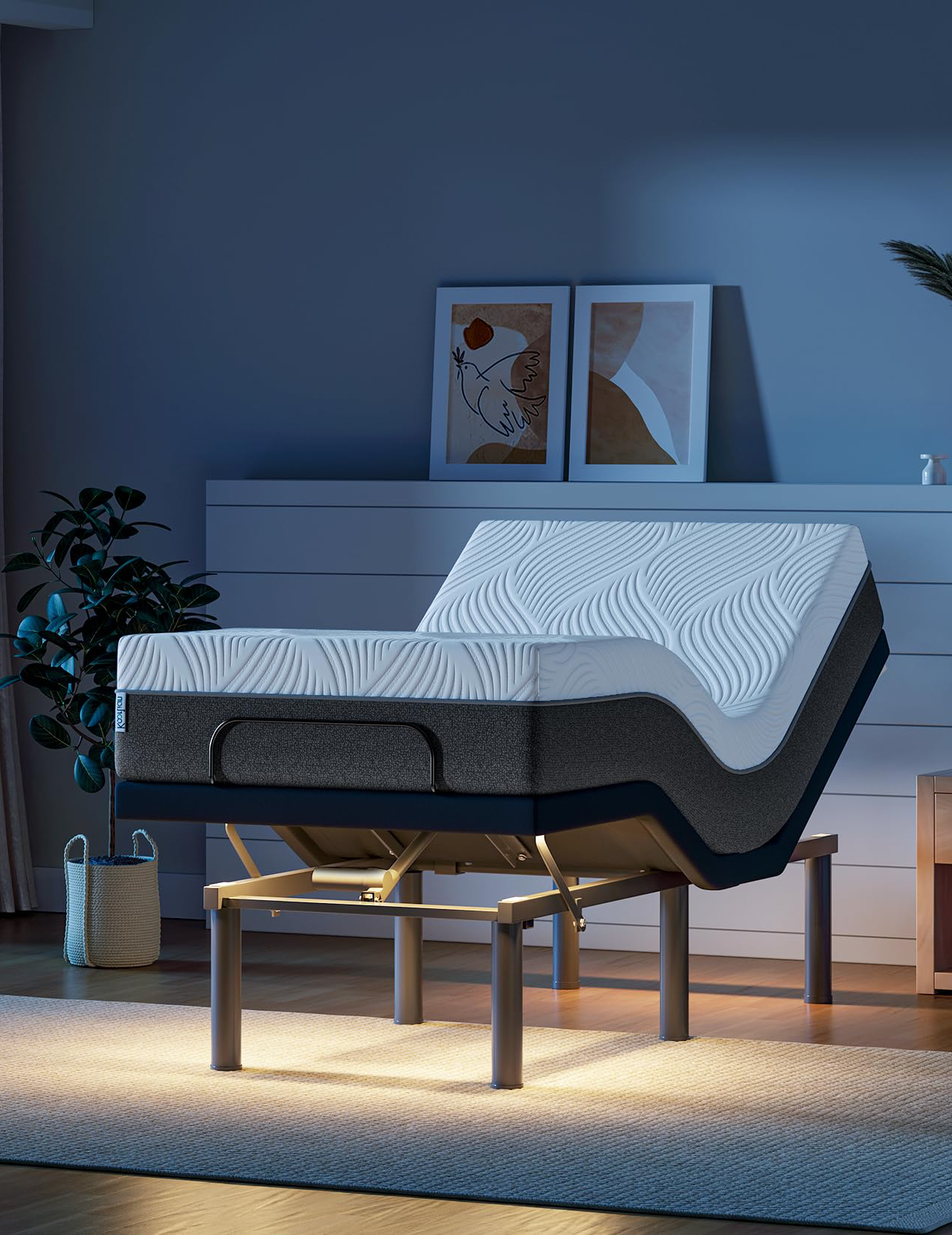 Koorlian Twin Adjustable Electric Bed Base Frame, Stand-Alone Bed Base with Independent Head & Foot Incline, Wireless Remote Control, Quiet Motor, 12 inch Legs for Storage, 5-Minute Assemble