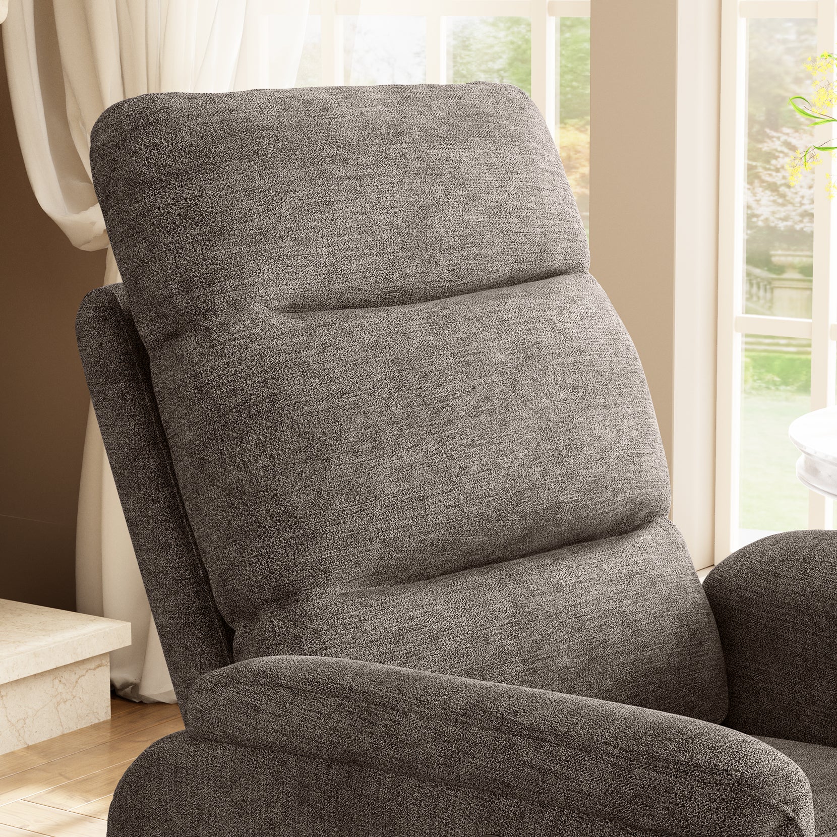 Koorlian Power Recliner Chair, Electric Fabric Recliner with USB Ports, Adjustable Reclining Sofa for Living Room with Padded Seat Backrest, Single Small Home Theater Recliner for Adults, Brown