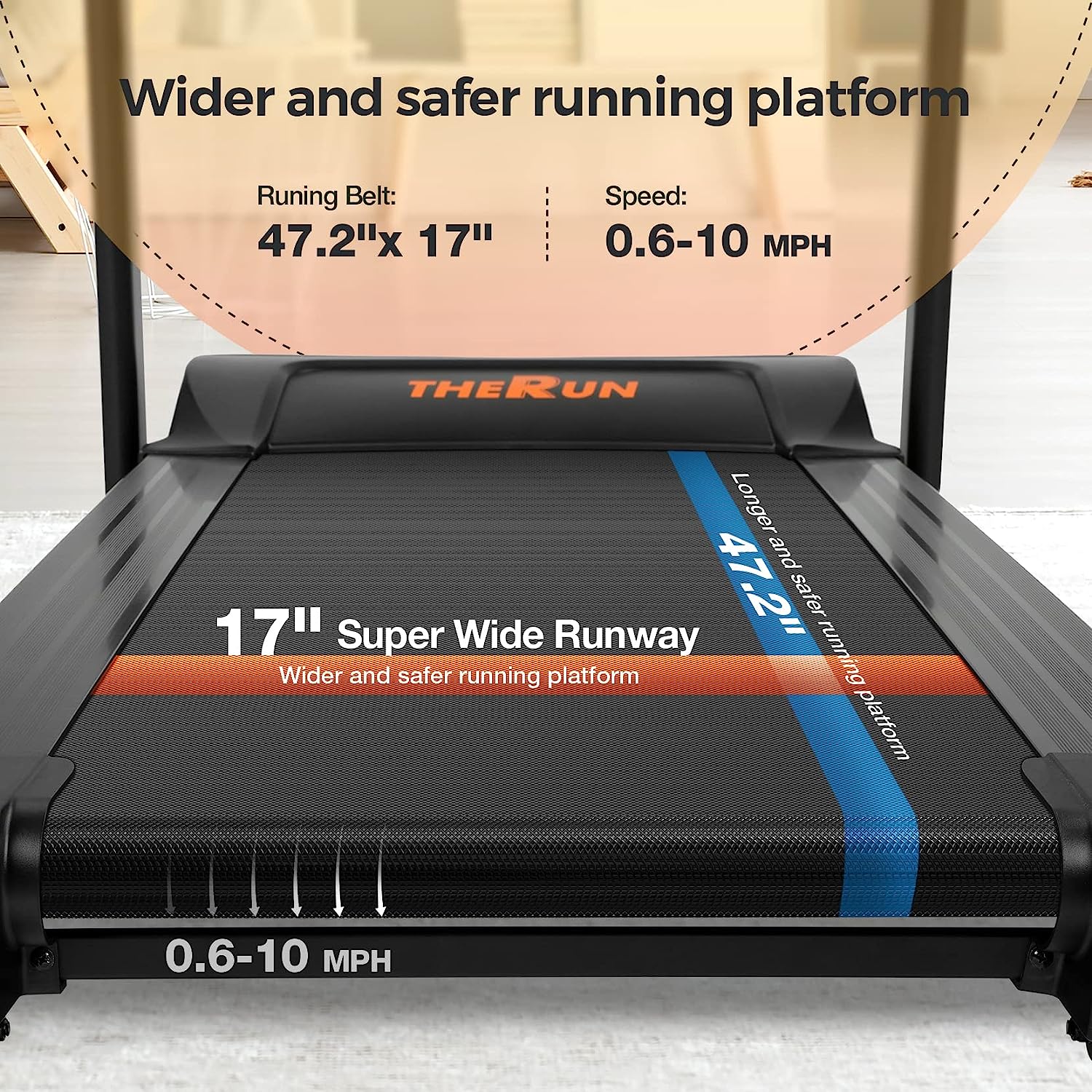 THERUN Incline Treadmill, Treadmill for Running and Walking, 300 lbs Weight Capacity Folding Treadmill with 0-15% Auto Incline, Wide Belt, 3.5HP, App, Heart Rate,