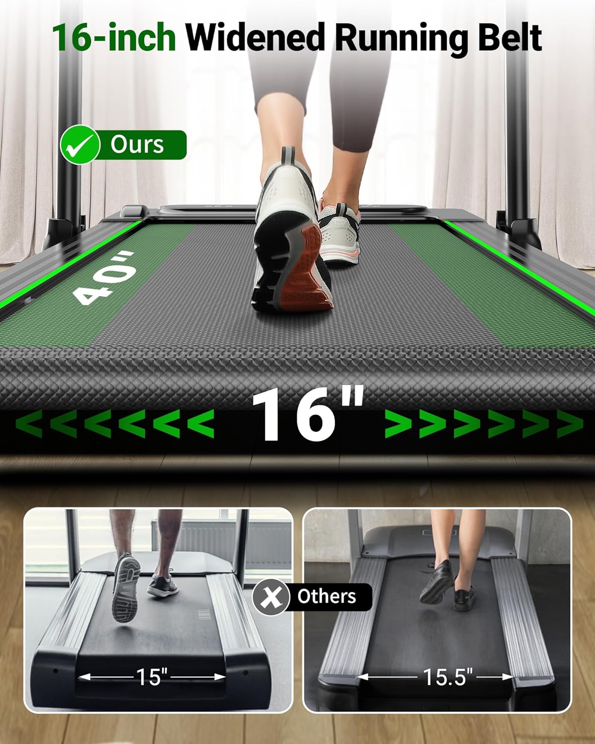 2.5HP Treadmill, 2 in 1 Under Desk Walking Pad Treadmill, Electric Compact Space Folding Treadmill for Home Office with LED Touch Screen 0.6-7.6MPH Wider Running Belt, No Assembly Needed
