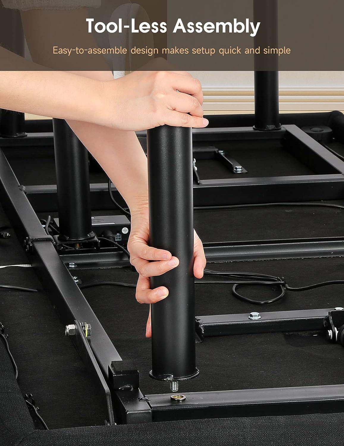 Koorlian Upgraded Queen Adjustable Bed Frame, Home Adjustable Bed Base with Independent Head & Foot Incline, USB Charging, Underbed Lighting, Wireless Remote, Electric Adjustable Beds with 12'' Legs