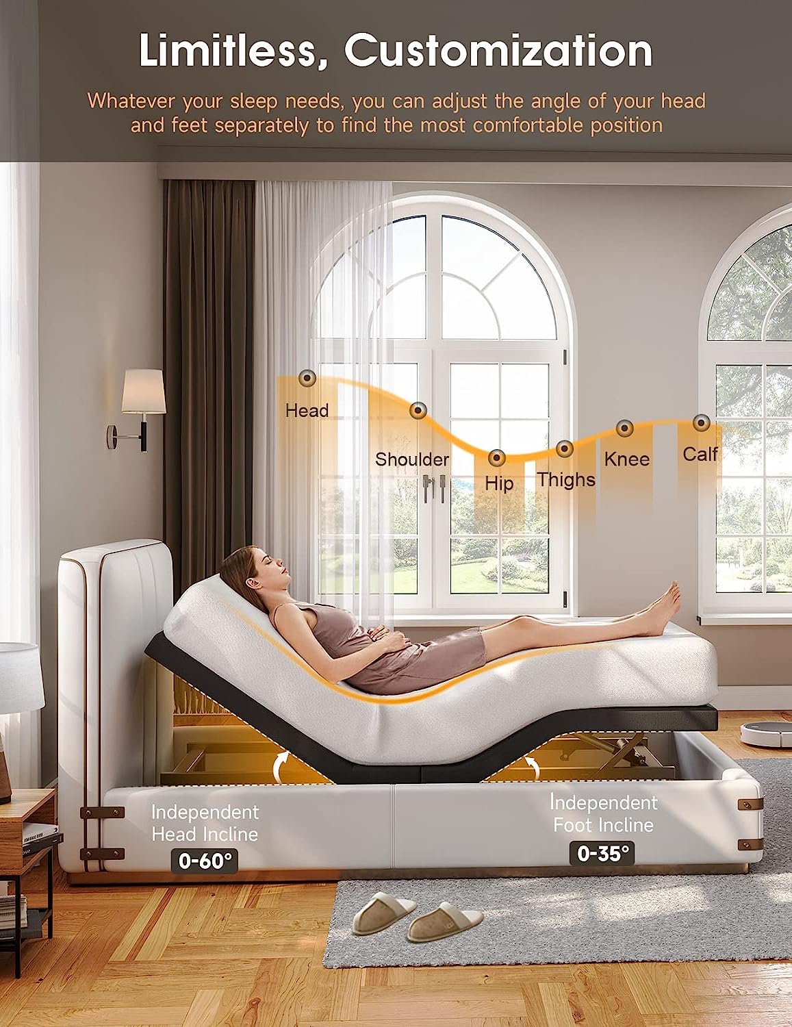 Koorlian Twin Adjustable Electric Bed Base Frame, Stand-Alone Bed Base with Independent Head & Foot Incline, Wireless Remote Control, Quiet Motor, 12 inch Legs for Storage, 5-Minute Assemble