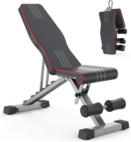 THERUN Adjustable Weight Bench Foldable Fitness Workout Bench Weight Lifting Sit-up Multipurpose Exercise Bench Flat  Bench Press for Home Gym