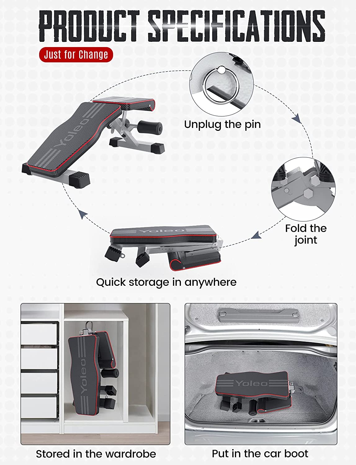 THERUN Adjustable Weight Bench Foldable Fitness Workout Bench Weight Lifting Sit-up Multipurpose Exercise Bench Flat  Bench Press for Home Gym