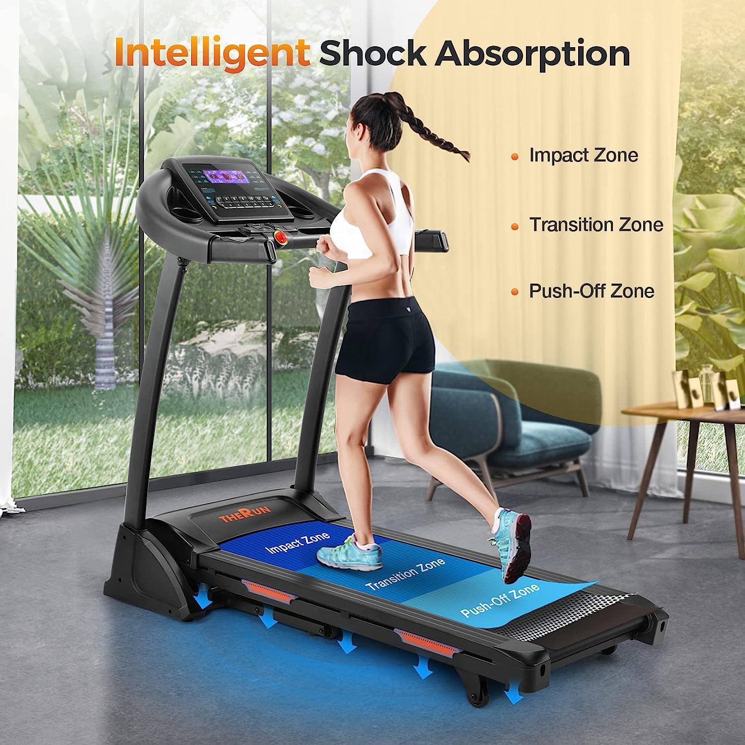 THERUN Incline Treadmill, Treadmill for Running and Walking, 300 lbs Weight Capacity Folding Treadmill with 0-15% Auto Incline, Wide Belt, 3.5HP, App, Heart Rate,
